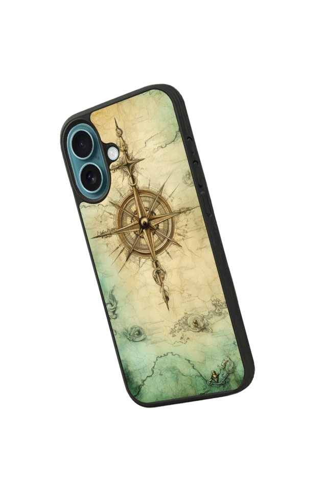 iPhone 16 Uyumlu Pusula Tasarımlı Glossy Premium Kılıf