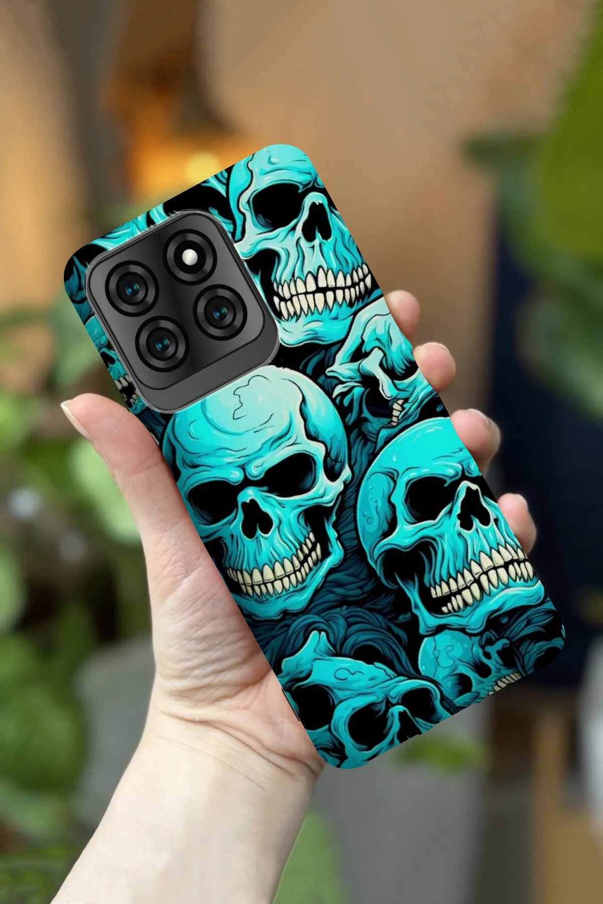 Reeder S71 Uyumlu Kamera Korumalı Mavi Kurukafa Desenli HD Baskılı Silikon Kılıf