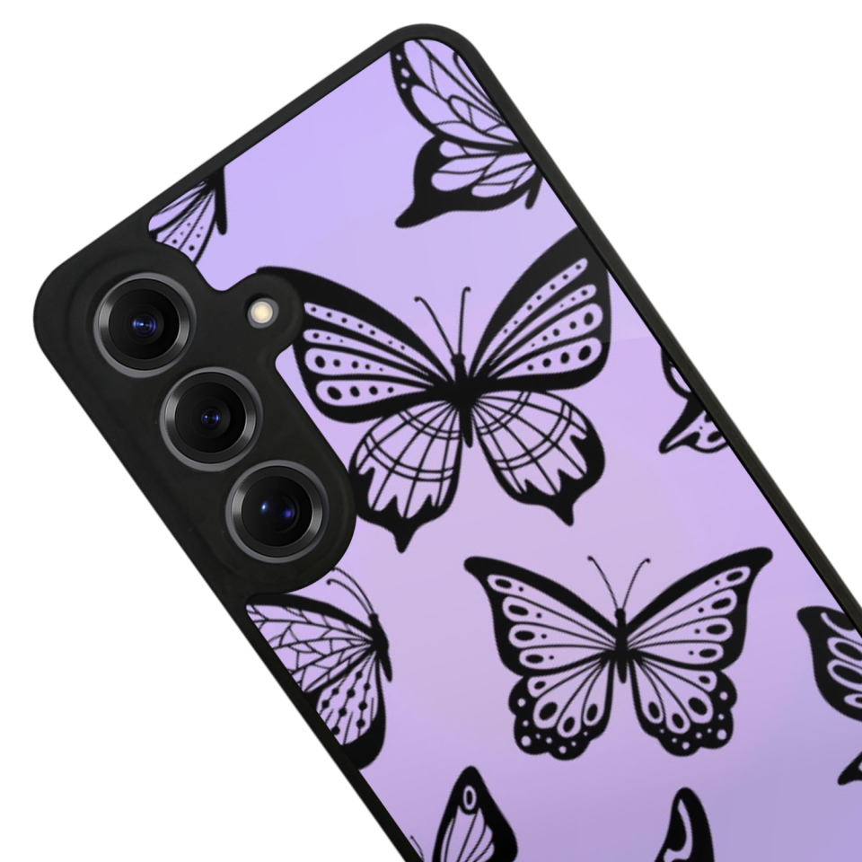 Samsung Galaxy S25 Uyumlu Kelebek Tasarımlı Glossy Premium Kılıf