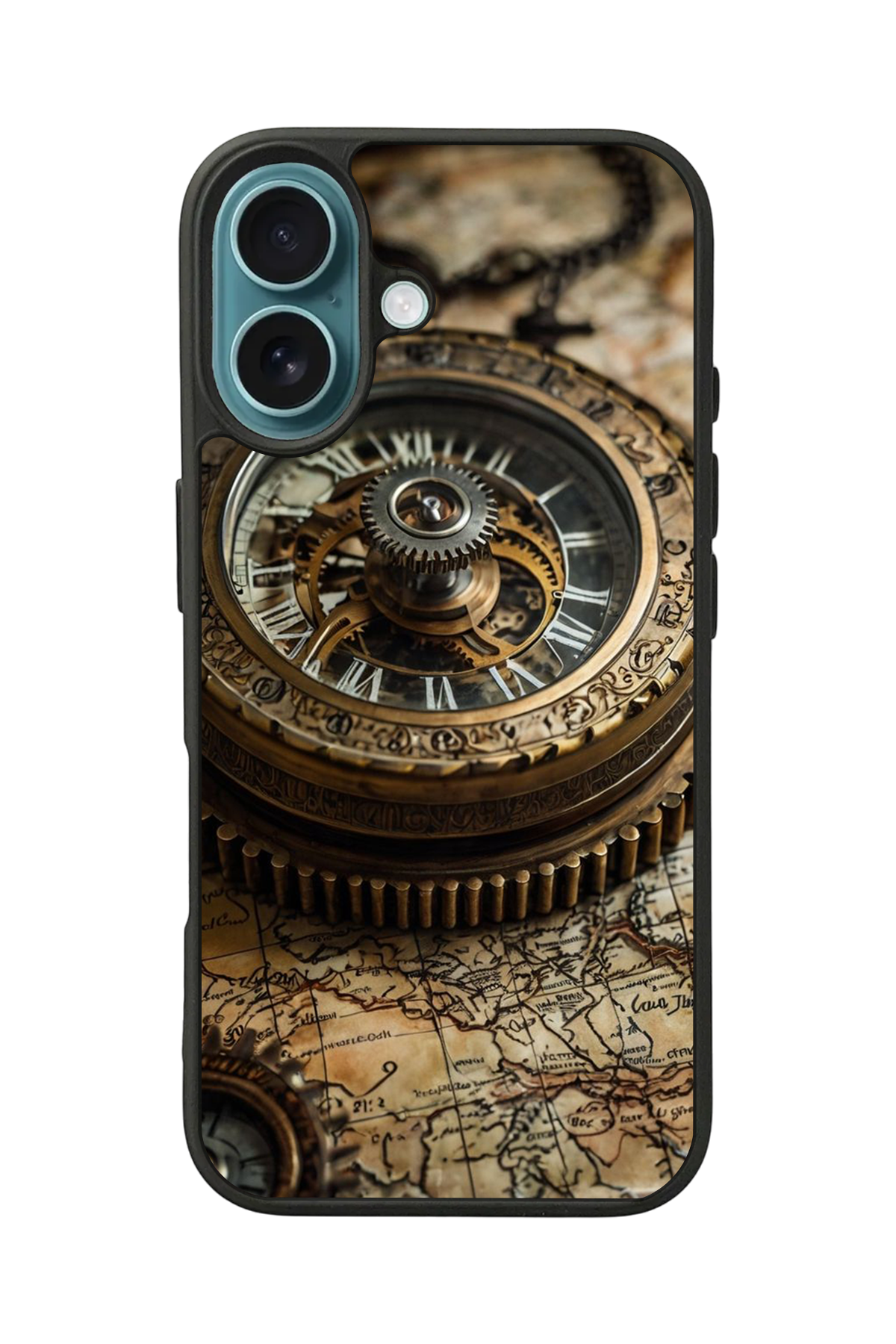 iPhone 16 Uyumlu Pusula Tasarımlı Glossy Premium Kılıf