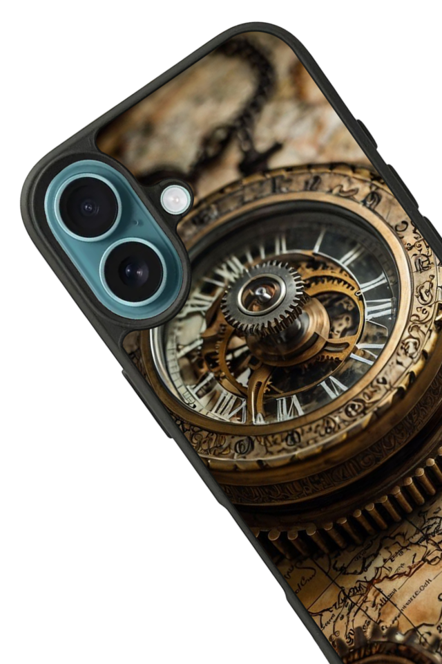 iPhone 16 Uyumlu Pusula Tasarımlı Glossy Premium Kılıf