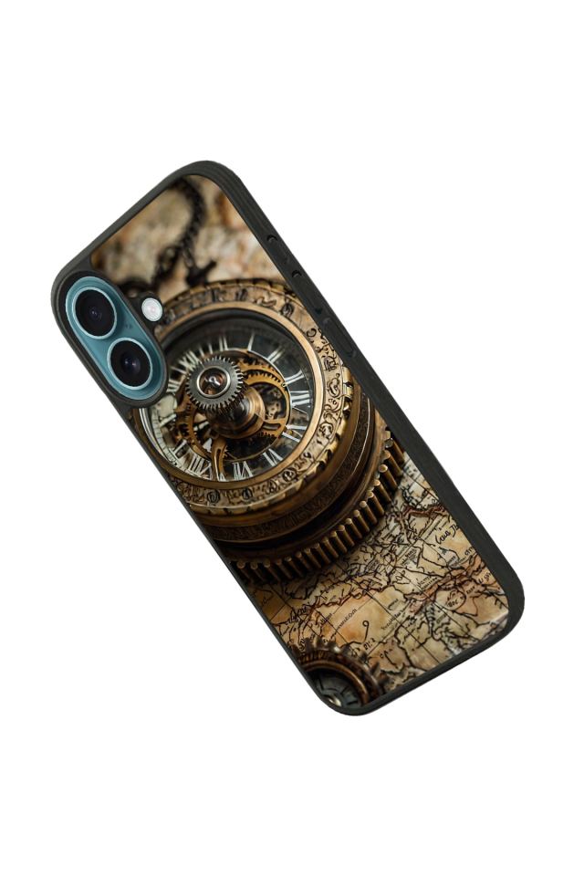 iPhone 16 Uyumlu Pusula Tasarımlı Glossy Premium Kılıf