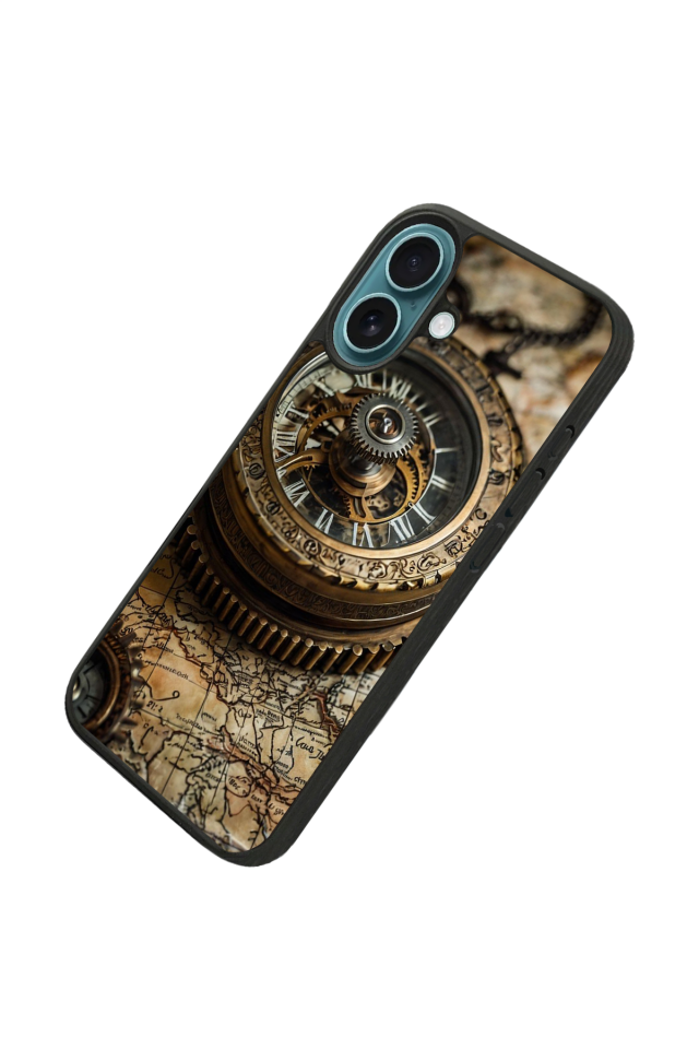 iPhone 16 Uyumlu Pusula Tasarımlı Glossy Premium Kılıf