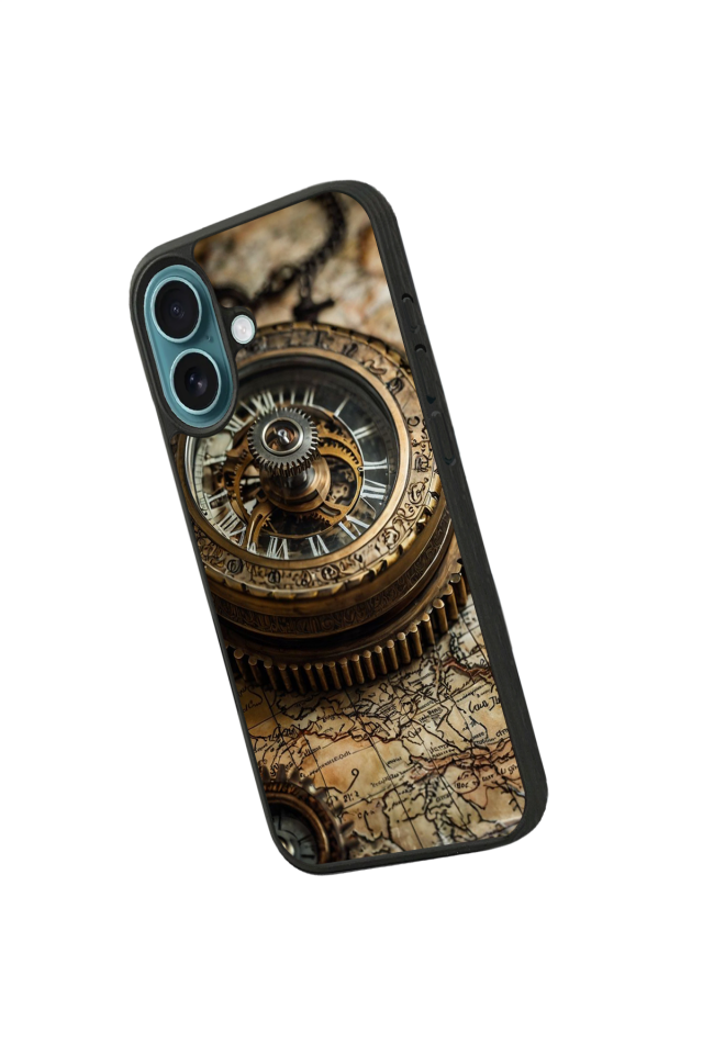 iPhone 16 Uyumlu Pusula Tasarımlı Glossy Premium Kılıf