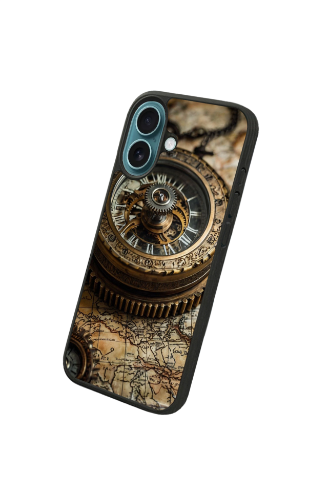 iPhone 16 Uyumlu Pusula Tasarımlı Glossy Premium Kılıf