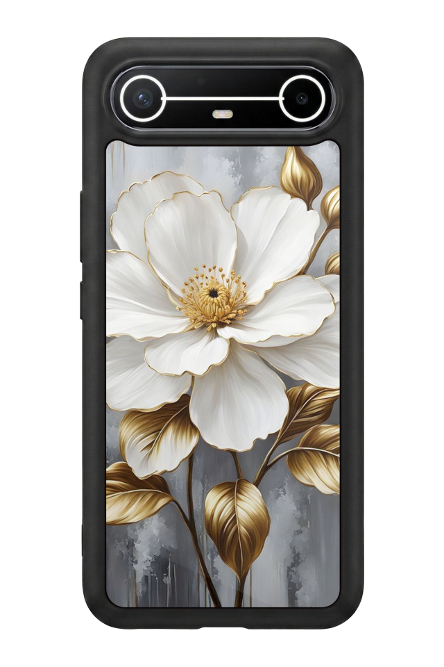 Tecno Spark Slim 5G Uyumlu Yaldizli Cicek Tasarımlı Glossy Premium Kılıf