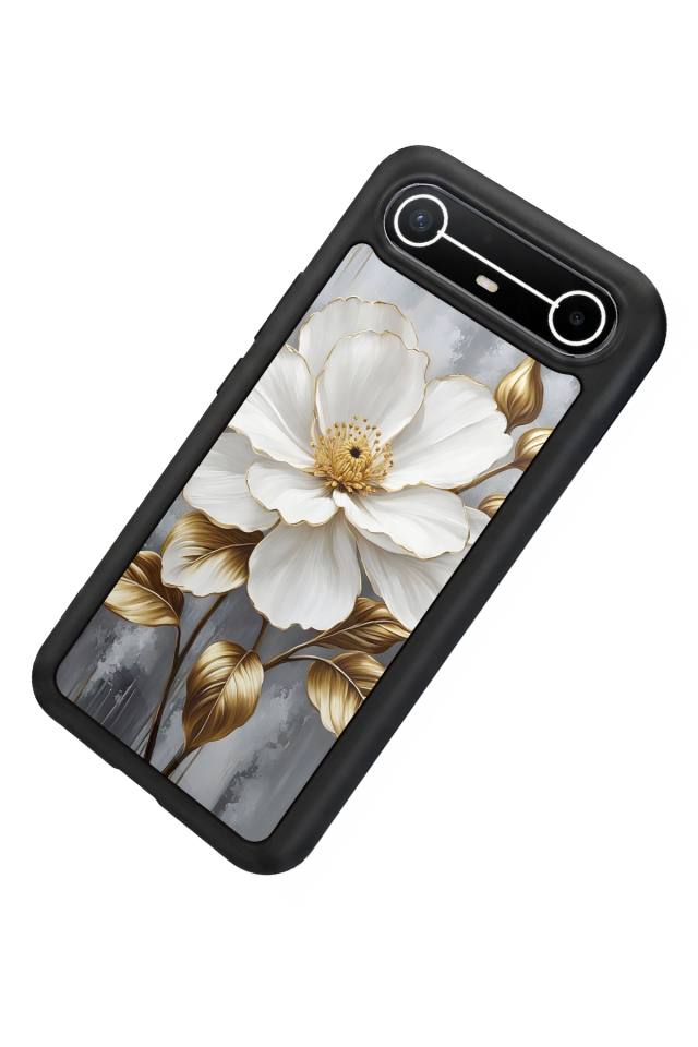 Tecno Spark Slim 5G Uyumlu Yaldizli Cicek Tasarımlı Glossy Premium Kılıf