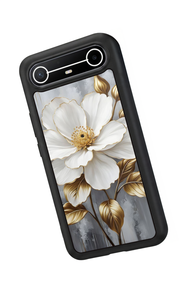Tecno Spark Slim 5G Uyumlu Yaldizli Cicek Tasarımlı Glossy Premium Kılıf