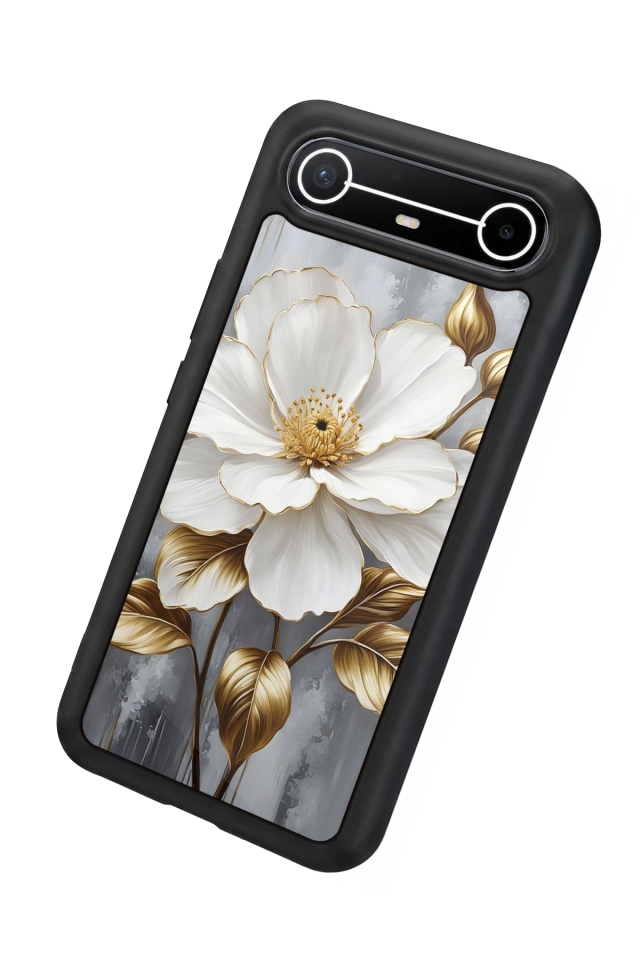 Tecno Spark Slim 5G Uyumlu Yaldizli Cicek Tasarımlı Glossy Premium Kılıf