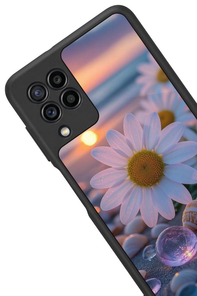 Samsung Galaxy M22 Uyumlu Cicek Tasarımlı Glossy Premium Kılıf