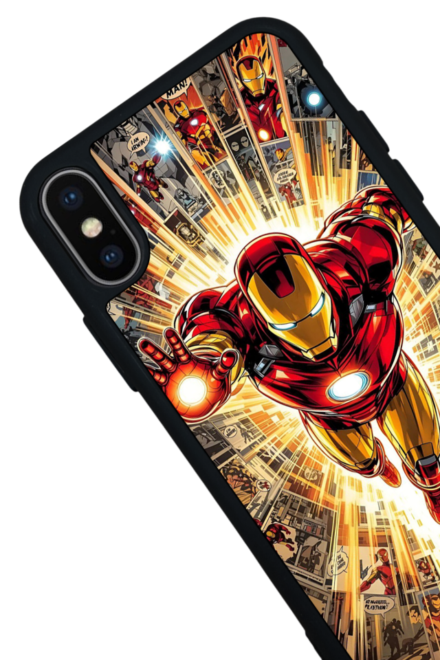 iPhone X/ XS Uyumlu  Iron Man ( Demir Adam ) Tasarımlı Glossy Premium Kılıf