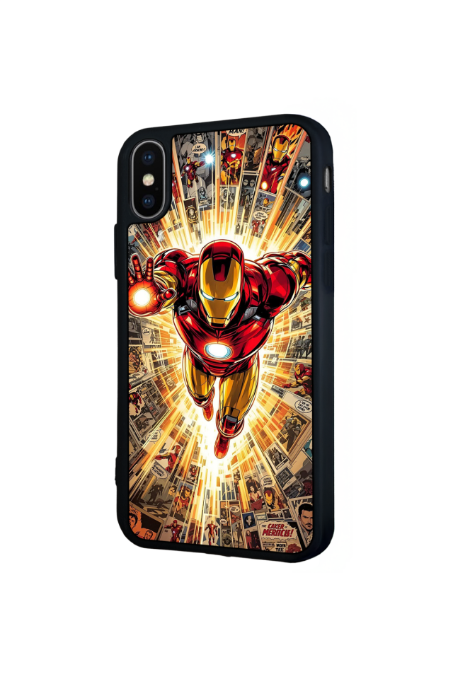 iPhone X/ XS Uyumlu  Iron Man ( Demir Adam ) Tasarımlı Glossy Premium Kılıf