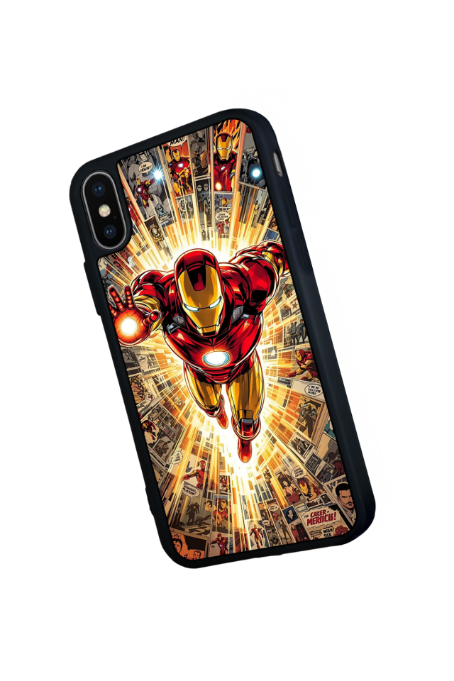iPhone X/ XS Uyumlu  Iron Man ( Demir Adam ) Tasarımlı Glossy Premium Kılıf