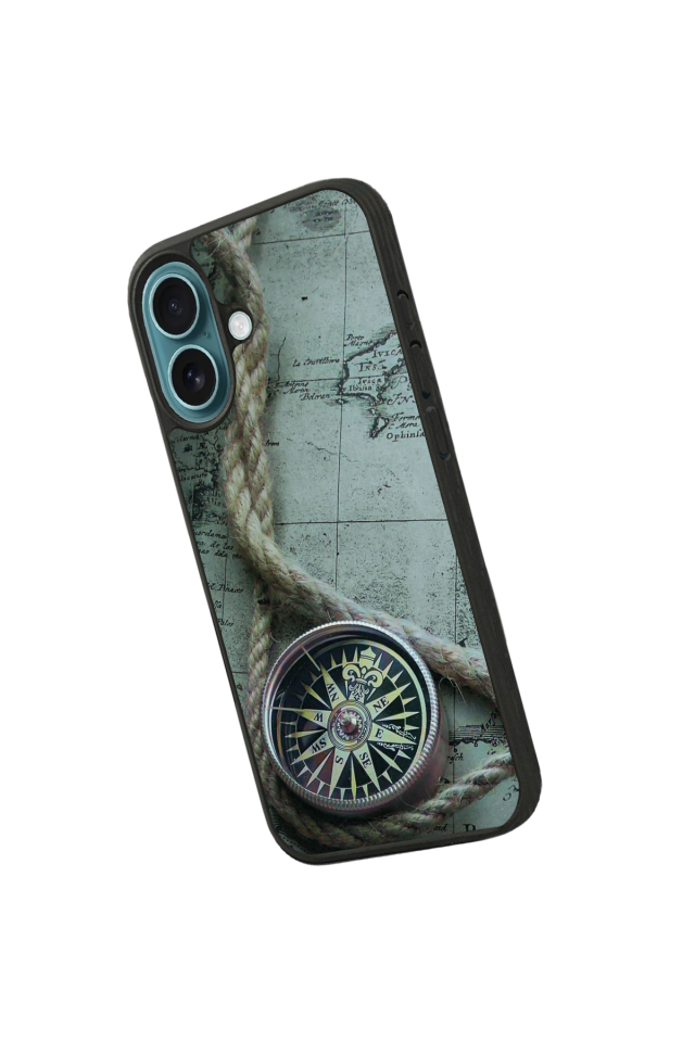 iPhone 16 Uyumlu Pusula Tasarımlı Glossy Premium Kılıf