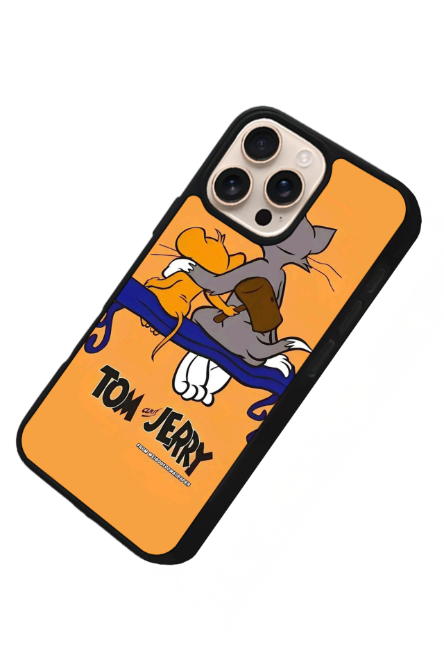 iPhone 16 Pro Uyumlu Tom And Jerry Tasarımlı Glossy Premium Kılıf