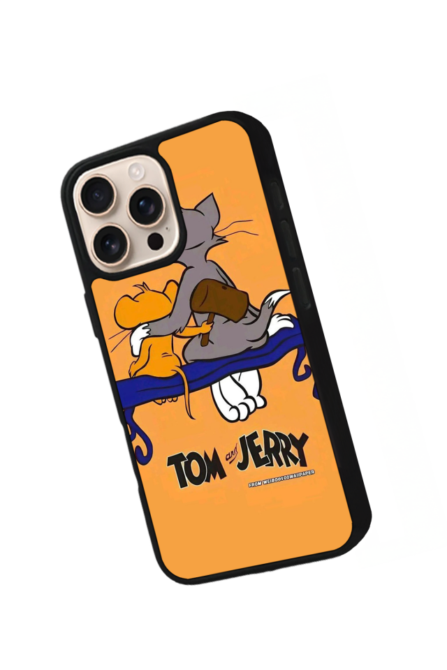 iPhone 16 Pro Uyumlu Tom And Jerry Tasarımlı Glossy Premium Kılıf