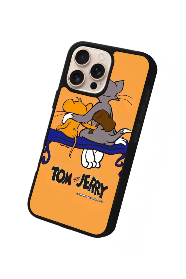 iPhone 16 Pro Uyumlu Tom And Jerry Tasarımlı Glossy Premium Kılıf