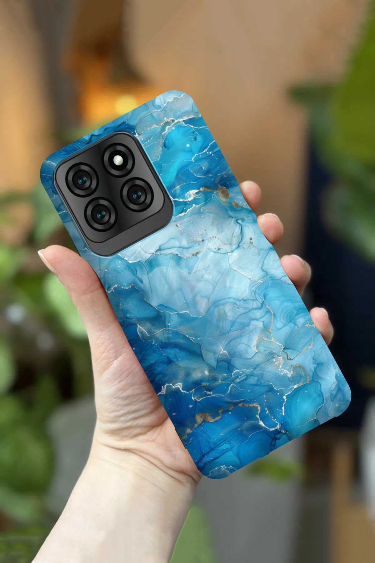 Reeder S71 Uyumlu Kamera Korumalı Açık Mavi Mermer Desenli HD Baskılı Silikon Kılıf