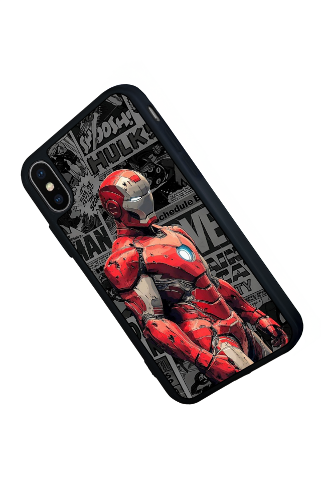 iPhone X/ XS Uyumlu  Iron Man ( Demir Adam ) Tasarımlı Glossy Premium Kılıf
