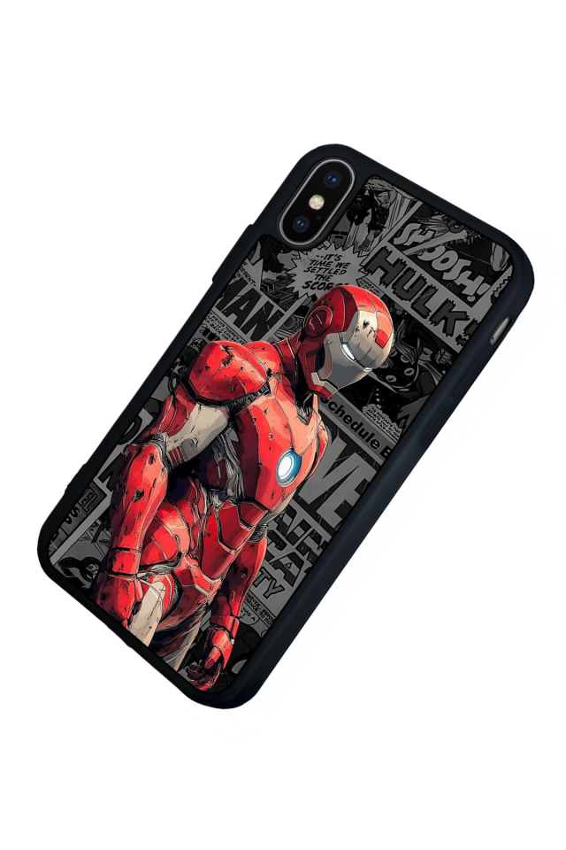 iPhone X/ XS Uyumlu  Iron Man ( Demir Adam ) Tasarımlı Glossy Premium Kılıf