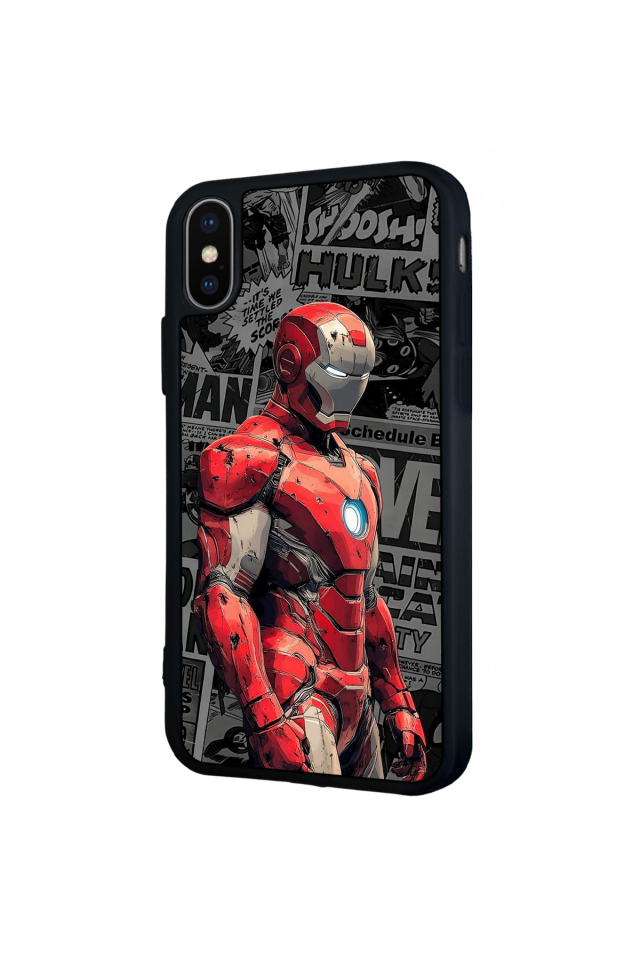 iPhone X/ XS Uyumlu  Iron Man ( Demir Adam ) Tasarımlı Glossy Premium Kılıf