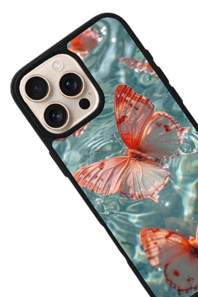 iPhone 14 Pro Uyumlu Kelebek Tasarımlı Glossy Premium Kılıf