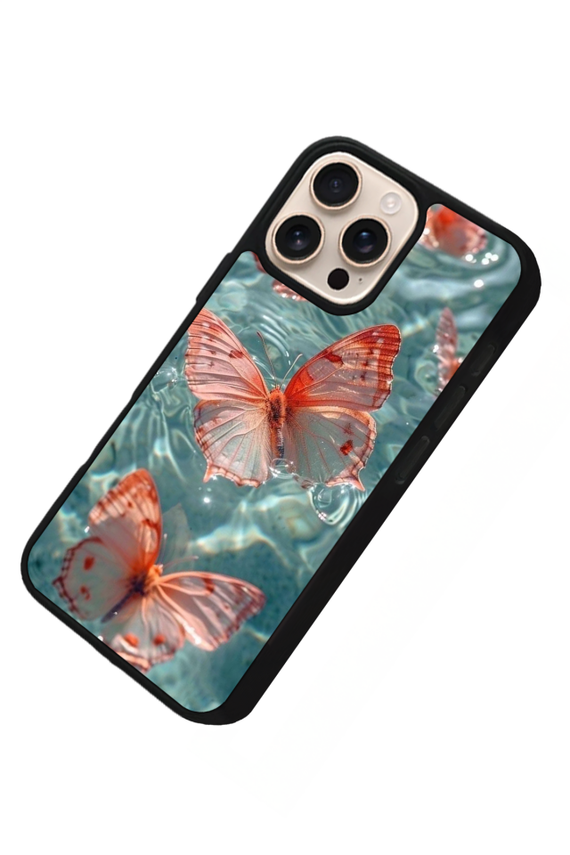 iPhone 14 Pro Uyumlu Kelebek Tasarımlı Glossy Premium Kılıf
