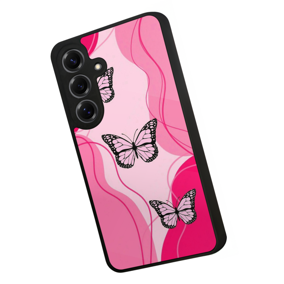 Samsung Galaxy S25 Uyumlu Kelebek Tasarımlı Glossy Premium Kılıf