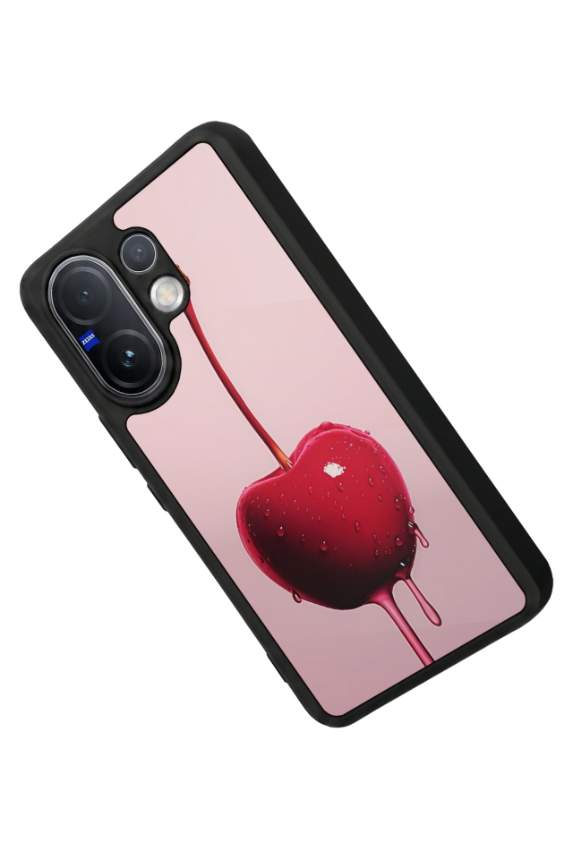 Vivo V60 Uyumlu Kiraz Tasarımlı Glossy Premium Kılıf