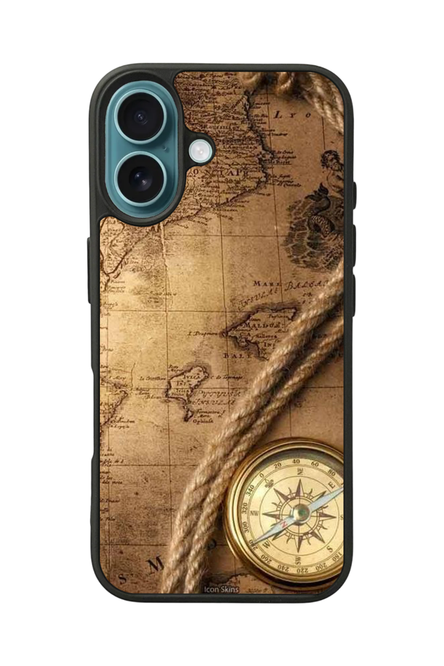 iPhone 16 Uyumlu Pusula Tasarımlı Glossy Premium Kılıf