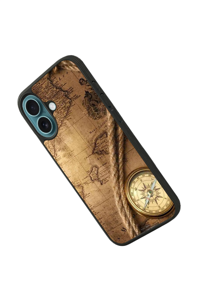 iPhone 16 Uyumlu Pusula Tasarımlı Glossy Premium Kılıf