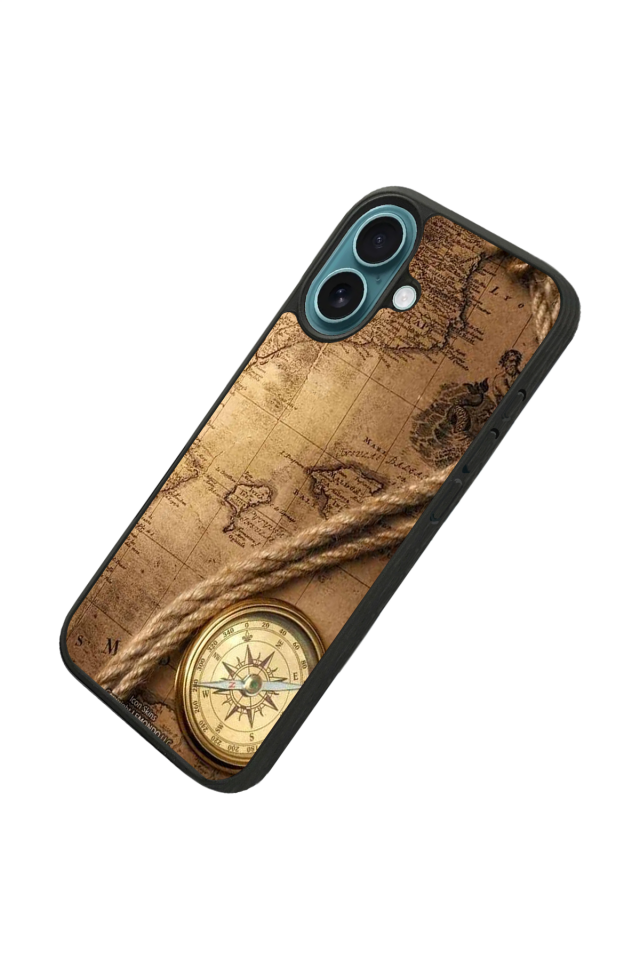 iPhone 16 Uyumlu Pusula Tasarımlı Glossy Premium Kılıf
