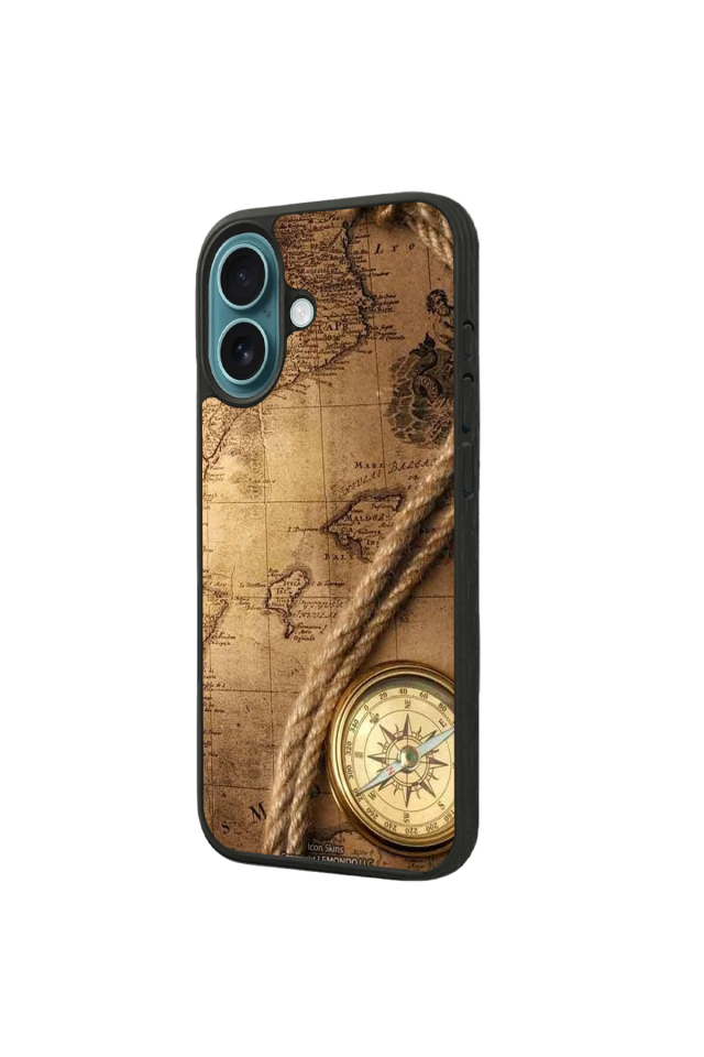 iPhone 16 Uyumlu Pusula Tasarımlı Glossy Premium Kılıf