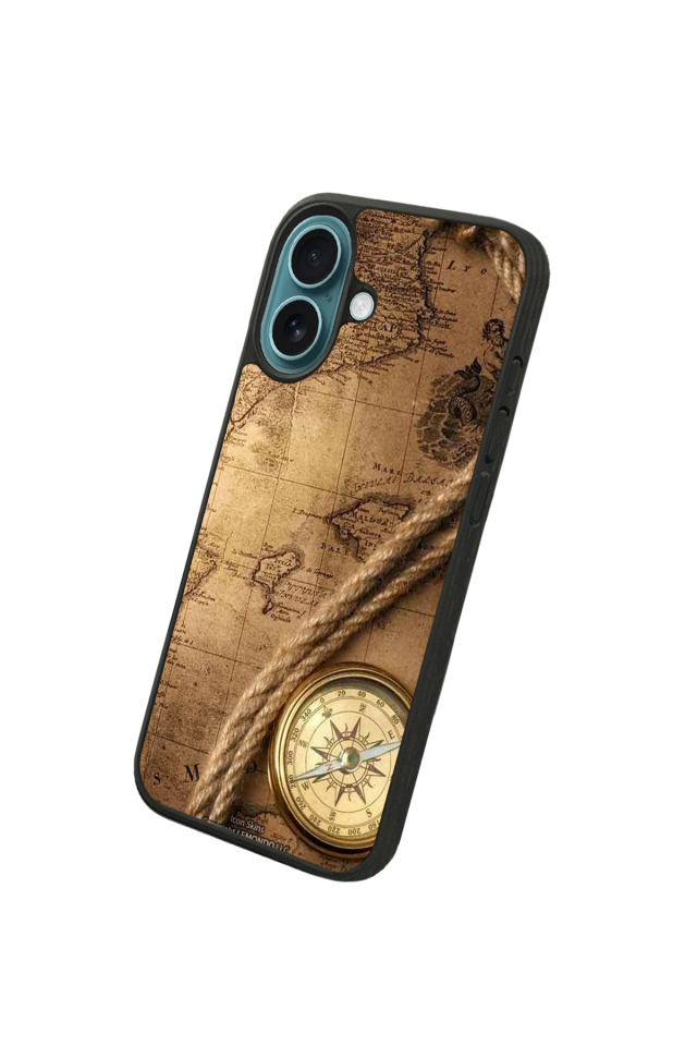 iPhone 16 Uyumlu Pusula Tasarımlı Glossy Premium Kılıf