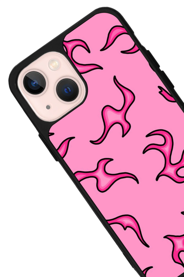 iPhone 15 Plus Uyumlu Retro Flame Patterns Tasarımlı Glossy Premium Kılıf