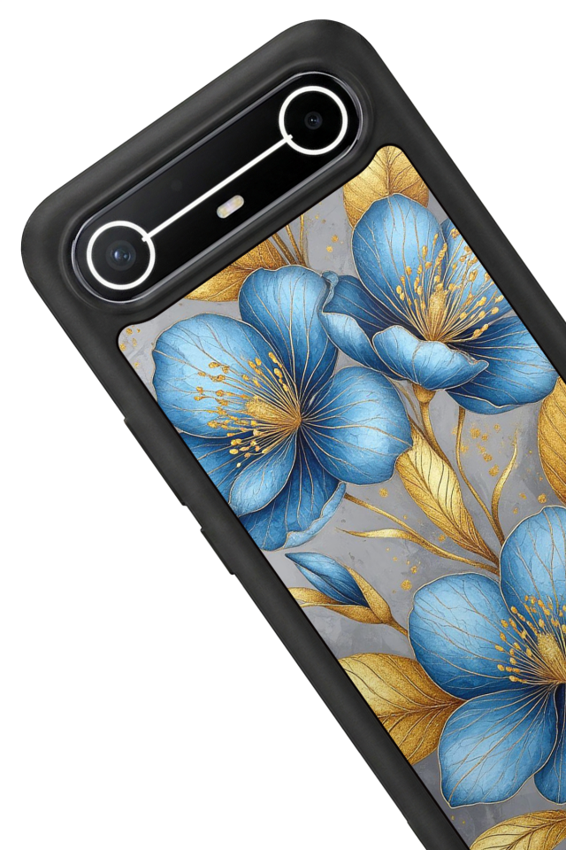 Tecno Spark Slim 5G Uyumlu Yaldizli Cicek Tasarımlı Glossy Premium Kılıf