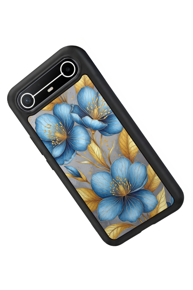 Tecno Spark Slim 5G Uyumlu Yaldizli Cicek Tasarımlı Glossy Premium Kılıf