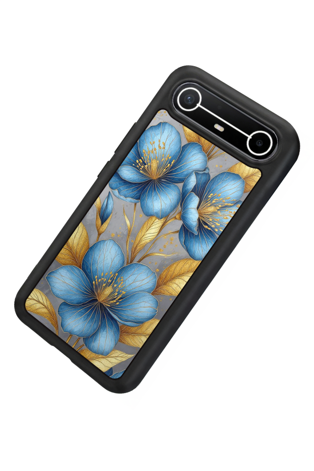 Tecno Spark Slim 5G Uyumlu Yaldizli Cicek Tasarımlı Glossy Premium Kılıf