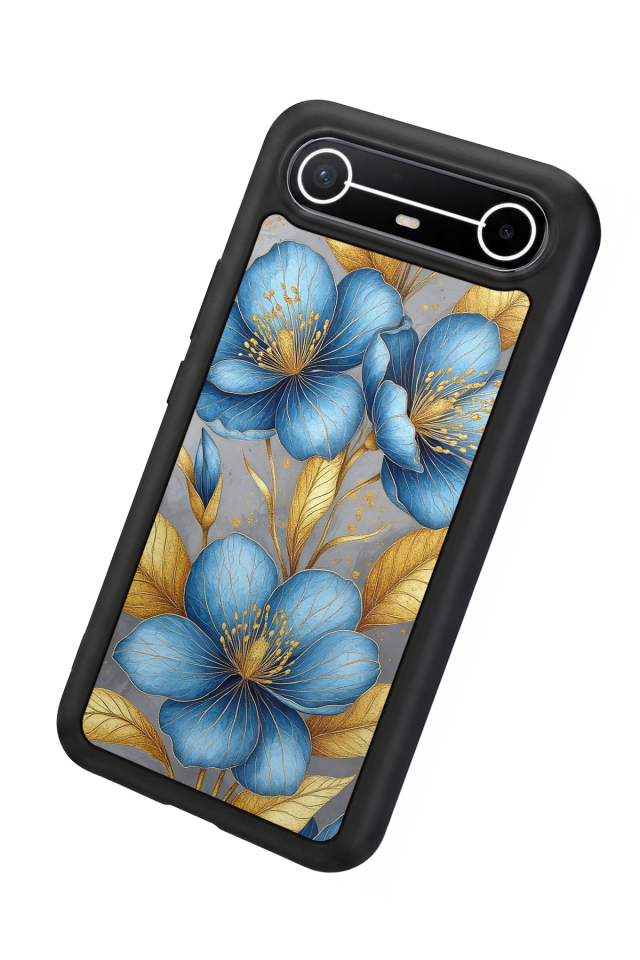 Tecno Spark Slim 5G Uyumlu Yaldizli Cicek Tasarımlı Glossy Premium Kılıf
