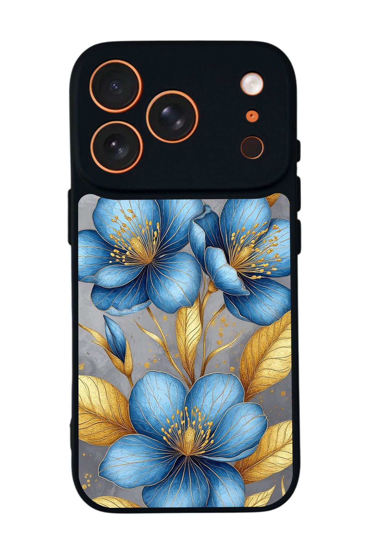 iPhone 17 Pro Uyumlu Yaldizli Cicek Tasarımlı Glossy Premium Kılıf