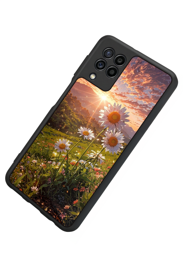 Samsung Galaxy M22 Uyumlu Cicek Tasarımlı Glossy Premium Kılıf