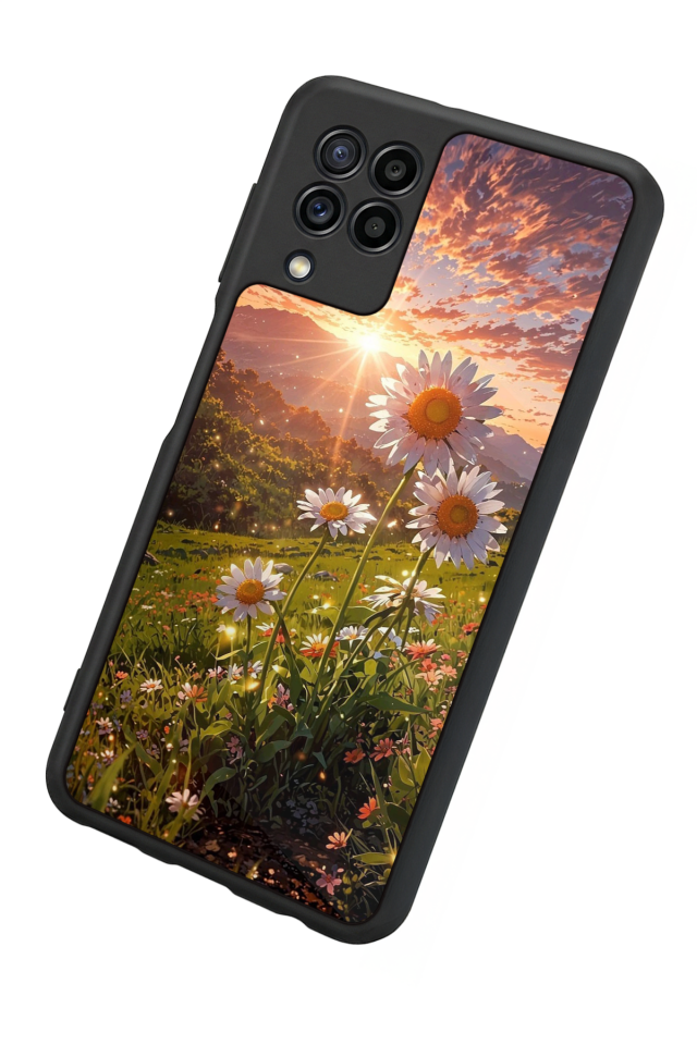 Samsung Galaxy M22 Uyumlu Cicek Tasarımlı Glossy Premium Kılıf