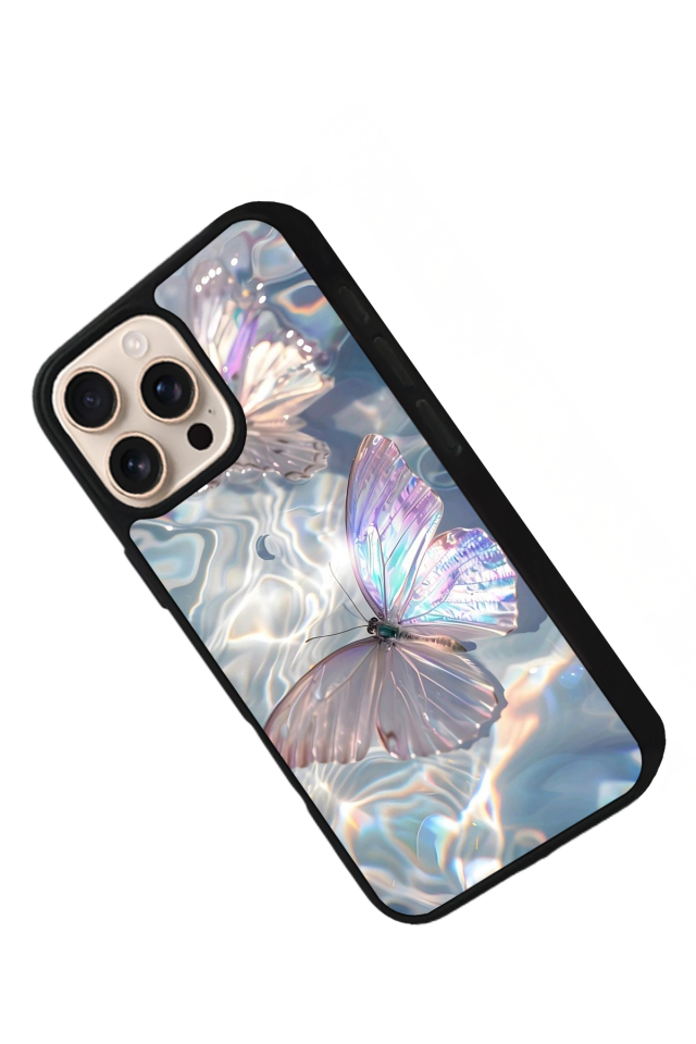 iPhone 14 Pro Uyumlu Kelebek Tasarımlı Glossy Premium Kılıf