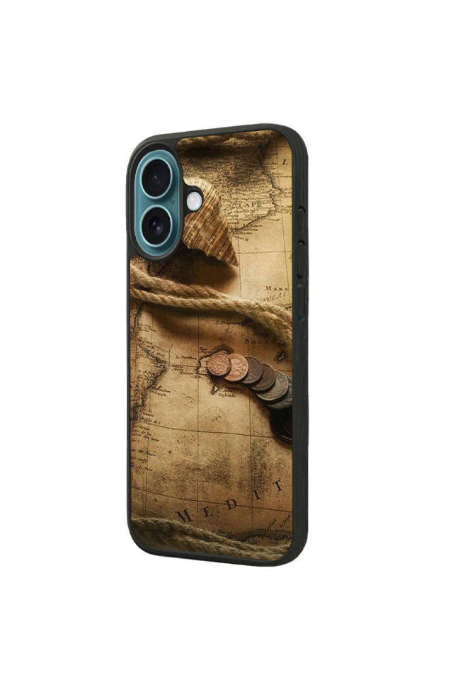 iPhone 16 Uyumlu Pusula Tasarımlı Glossy Premium Kılıf