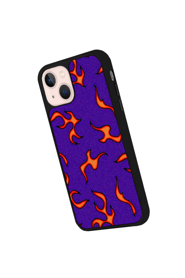 iPhone 15 Plus Uyumlu Retro Flame Patterns Tasarımlı Glossy Premium Kılıf