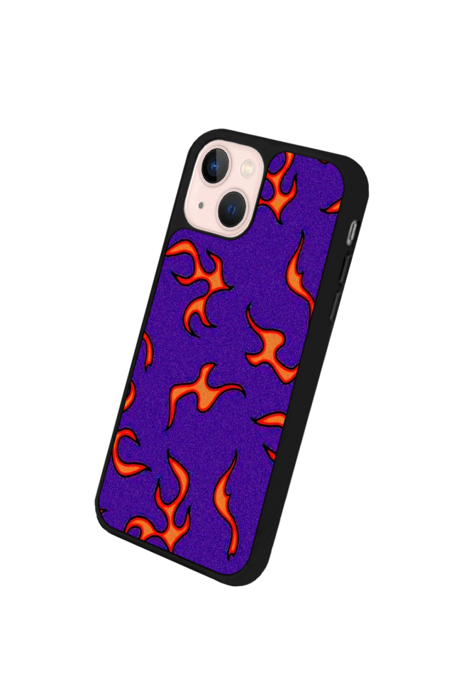 iPhone 15 Plus Uyumlu Retro Flame Patterns Tasarımlı Glossy Premium Kılıf