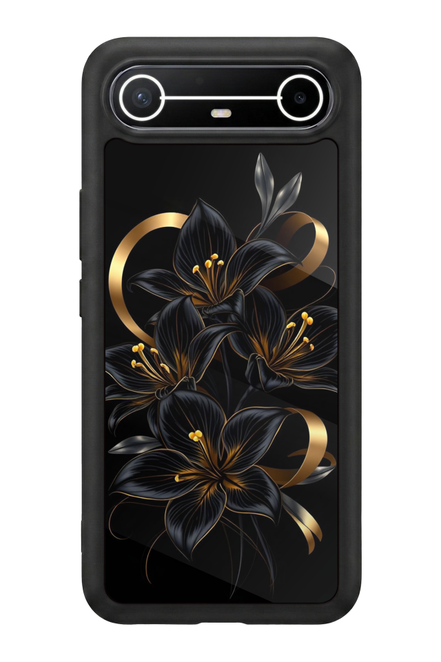 Tecno Spark Slim 5G Uyumlu Yaldizli Cicek Tasarımlı Glossy Premium Kılıf