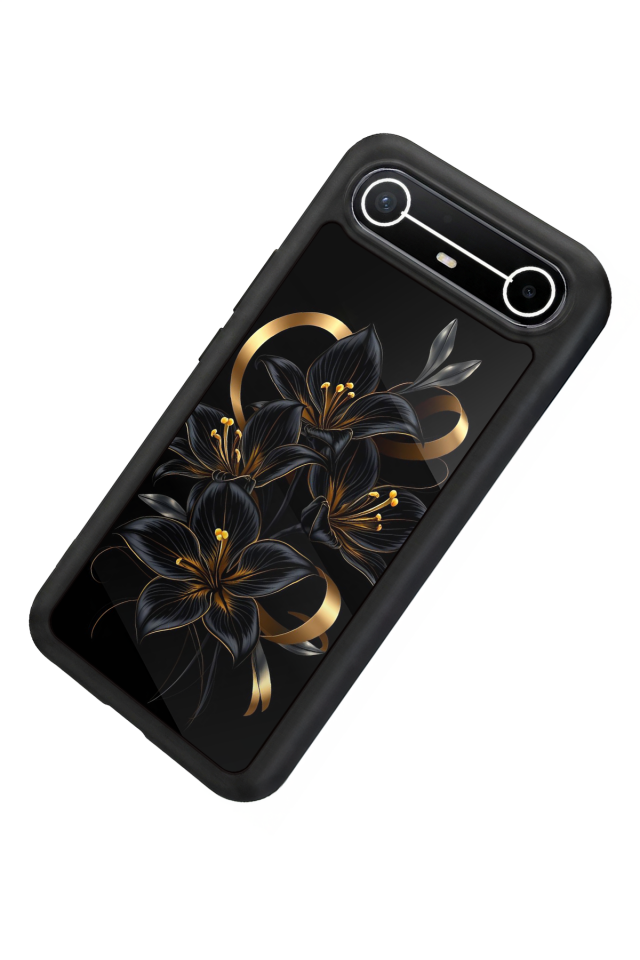 Tecno Spark Slim 5G Uyumlu Yaldizli Cicek Tasarımlı Glossy Premium Kılıf