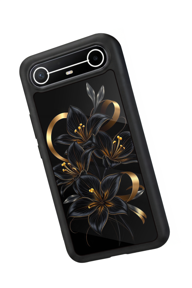 Tecno Spark Slim 5G Uyumlu Yaldizli Cicek Tasarımlı Glossy Premium Kılıf