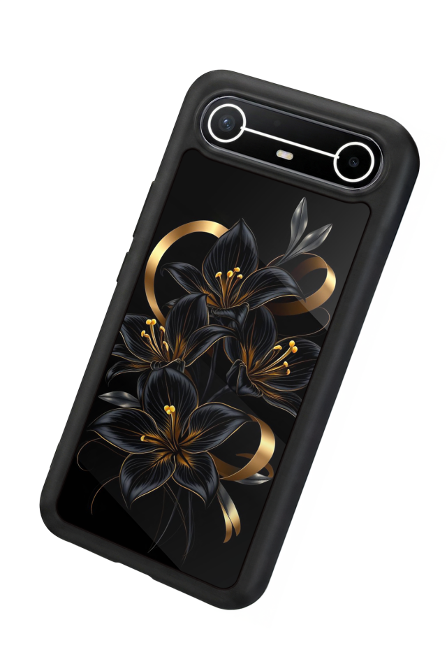 Tecno Spark Slim 5G Uyumlu Yaldizli Cicek Tasarımlı Glossy Premium Kılıf